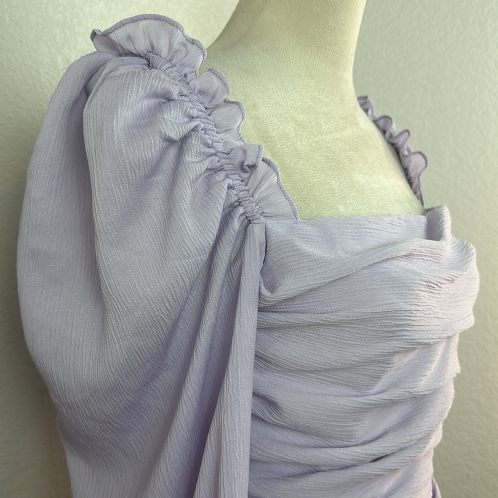 ASTR The Label Pale Purple Puff Sleeve Square Neck Long Sleeve Blouse Size Small - Picture 7 of 13